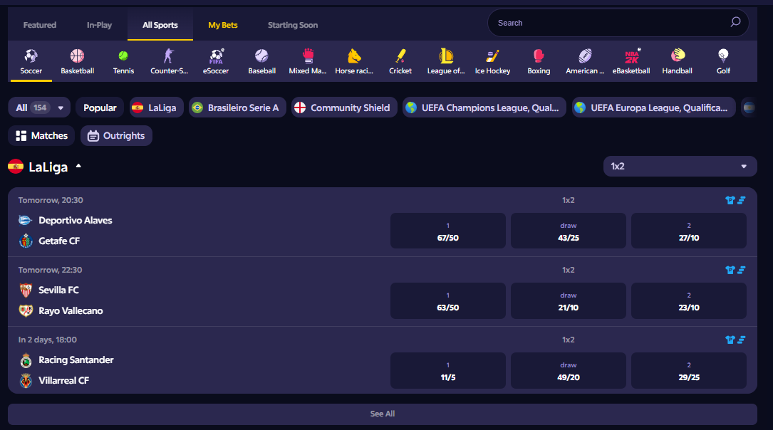 Roobet sportsbook interface